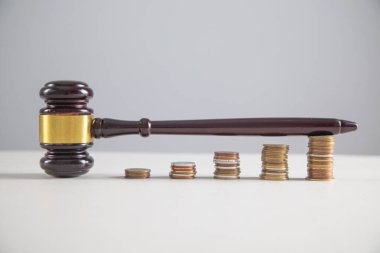 Yargıç Tokmak ve madeni paralar masada..