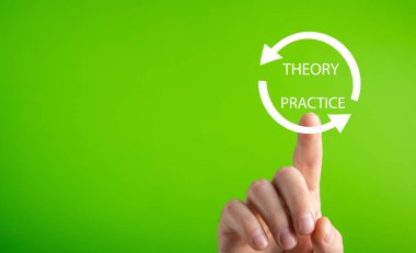 Teori ve Uygulama kavramı. İş konsepti