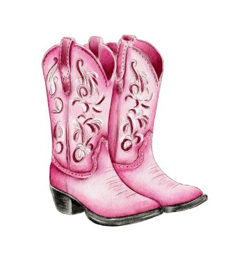 Zarif dikişli parlak pembe kovboy çizmeleri. Bu botlar köy temalı toplantılar ya da günlük tarzlar için mükemmel. Benzersiz bir tasarım sergiliyorlar..