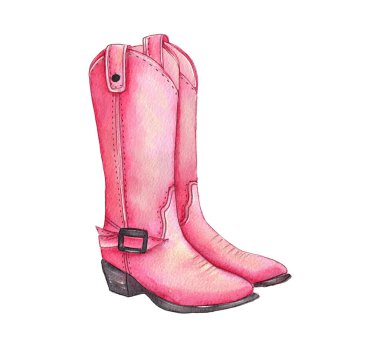 Gösterişli desenleri olan iki şık pembe kovboy çizmesi, canlı bir Batılı estetiği vurguluyor. Çizmeler işçiliği ve eğlenceli renk seçimlerini ön plana çıkarıyor, onları göz alıcı kılıyor..