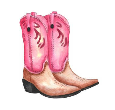 Gösterişli desenleri olan iki şık pembe kovboy çizmesi, canlı bir Batılı estetiği vurguluyor. Çizmeler işçiliği ve eğlenceli renk seçimlerini ön plana çıkarıyor, onları göz alıcı kılıyor..