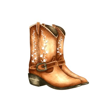 Detaylı kovboy çizmeleri dekoratif dikişli klasik bir kahverengi deri tasarımı sergiliyor. Ülke temalı ya da günlük kıyafetleri için mükemmel..