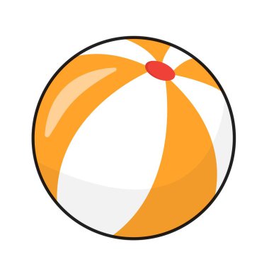 Şişme bir plaj topunun el çizimi ikonu. Deniz kenarında bir plaj tatili tasarımı. Web tasarımı, baskı, tekstil ve paketlemede kullanılabilir. Vektör illüstrasyonu.