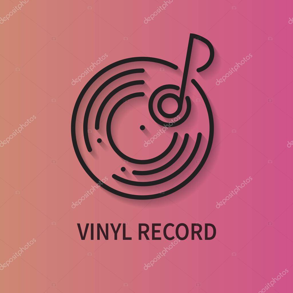 An icon with a disc jockey player. Gramophone, vinyl record, DJ, retro radio. Vector illustration