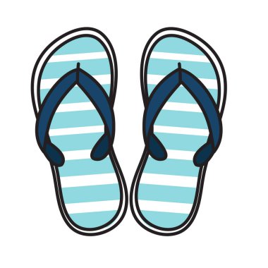 Yaz plajı terliklerinin el çizimi ikonu. Deniz kenarında bir plaj tatili tasarımı. Web tasarımı, baskı, tekstil ve paketlemede kullanılabilir. Vektör illüstrasyonu.