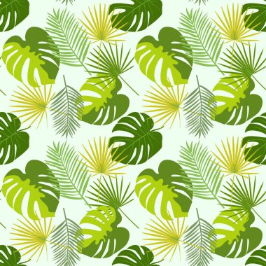 Kusursuz tropik palmiye yaprağı deseni. Soyut doku. Vektör illüstrasyonu