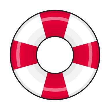 El yapımı lastik halka beyaz arka planda izole edilmiş. Yaz tatili ve seyahat için tasarım konsepti. Web tasarımı, baskı, tekstil ve paketlemede kullanılabilir. Vektör illüstrasyonu.