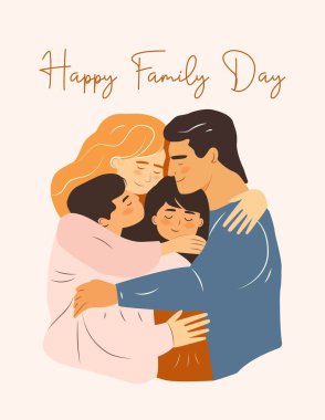 Mutlu Aile Günleri. Tebrik kartları ve posterler için bir şablon. Vektör illüstrasyonu