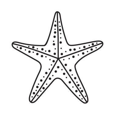 El çizimi deniz yıldızı beyaz arka planda izole. Yaz tatili ve seyahat için tasarım konsepti. Web tasarımı, baskı, tekstil ve paketlemede kullanılabilir. Vektör illüstrasyonu.