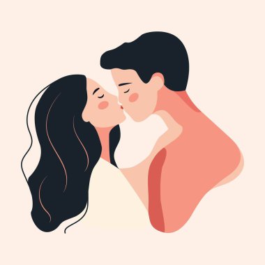 Mutlu öpüşme günleri. Bir erkekle kadın arasında bir öpücük. Pankart, kartpostal. Vektör düz resimleme