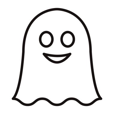 Şirin bir hayaletin doğrusal simgesi. Cadılar Bayramı tatili. Vektör illüstrasyonu