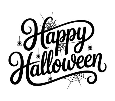 Mutlu Cadılar Bayramı, el yazısıyla yazılmış bir Banner. Vektör illüstrasyonu