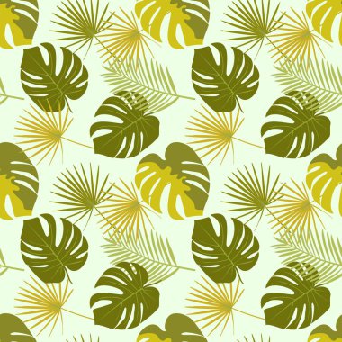 Kusursuz tropik palmiye yaprağı deseni. Soyut kamuflaj dokusu. Vektör illüstrasyonu