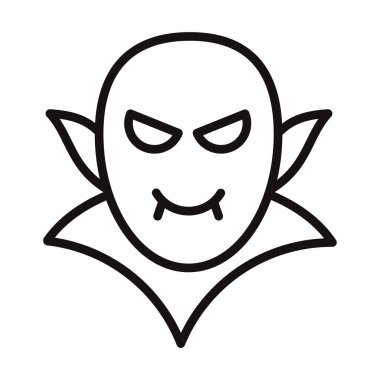 Doğrusal vampir kafası ikonu. Cadılar Bayramı tatili. Vektör illüstrasyonu.