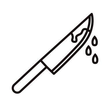 Kan lekeli bir bıçak. Cadılar Bayramı tatili. Vektör illüstrasyonu