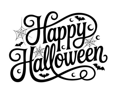 Mutlu Cadılar Bayramı, el yazısıyla yazılmış bir Banner. Vektör illüstrasyonu