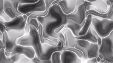 Plastik animasyon arka planı siyah ve beyaz soyut girdap sıvı deseni içerir. Hareket grafikleri, sunumlar ve dijital tasarımlar için uygundur.