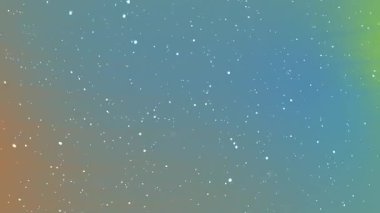 Radyal desenli sakin bir arkaplan, sıcak kahverengiden serin deniz mavisi ve yeşil tonlara dönüşüyor, yıldızları andıran küçük beyaz noktalarla benekli. Tasarımın kozmik bir havası var.