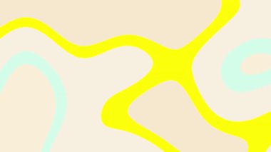 Sarı dalgalı çizgilerin cesur deseni bej arka planda düzensiz şekiller yaratıyor, aksan olarak tek bir açık mavi şekilli. Tasarım soyut ve modern, dijital medya için ideal.