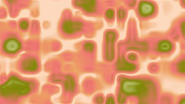 Pembe, yeşil ve bej tonlarında organik, amip benzeri akışkan şekiller dinamik ve soyut bir tasarım yaratıyor. Yumuşak, düzensiz formlar biyolojik bir doku verir.