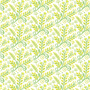 Dekoratif botanik motiflerle talep kumaşında baskı için klasik çiçeksiz desen