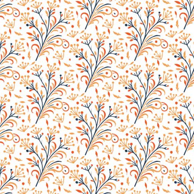 Yatak ve ev tekstili için botanik parmak izli klasik, dikişsiz duvar kağıdı deseni.