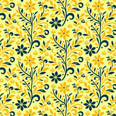 Kusursuz moda kumaşı ve duvar kağıdı baskıları için karmaşık çiçek desenleri olan sanatsal çiçek deseni.