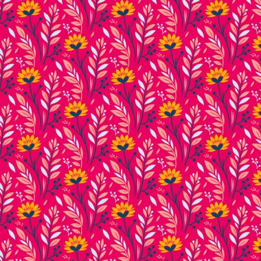 Kağıt kumaş ve aksesuarları sarmak için sanatsal botanik dokulara sahip kusursuz çiçek deseni.