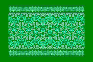 Moda ve düğün şablonları için arabesk dekoratif kenarı olan mavi desensiz çiçek deseni