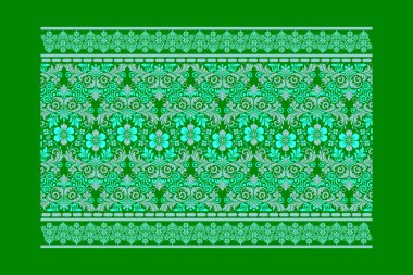 Zarif düğün temaları için karmaşık süsleme kenarlı klasik mavi dikişsiz çiçek deseni