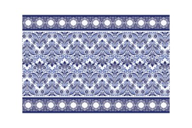 Düğün davetiyeleri ve arka planlar için arabesk süslemeli mavi çiçek deseni