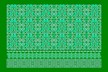 Kumaş ve duvar kağıtları için yaz bitkisi elementleriyle geleneksel mavi çiçek sınır deseni