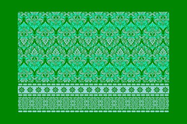 Dikensiz duvar kağıdı ve kumaş baskısı için antika tarzı kenarı olan klasik mavi çiçek deseni