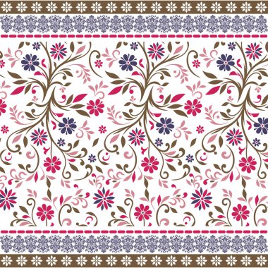 Çiçek desenli, karmaşık nakış işlemeli dijital baskı talebi üzerine.