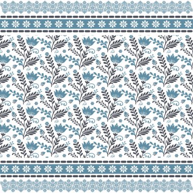 Arapça süslemeleri ve tekstil baskısı için etnik sınırları olan zarif çiçeklerin her yeri.