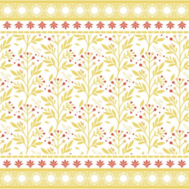 Arapça esinlenilmiş süs çiçeği desenli tekstil ve moda için kusursuz sınır.