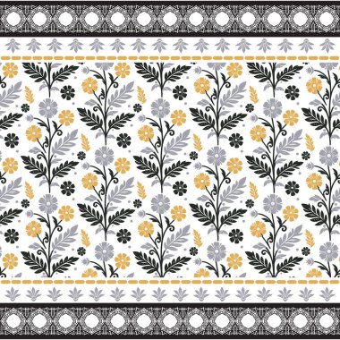 Arap süsü sınır nakışlı karmaşık botanik yineleme deseni