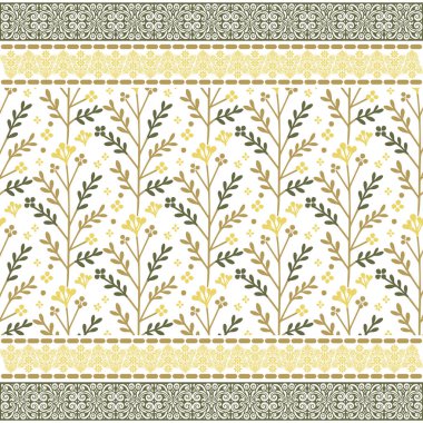 Yastık kapağı ve duvar kağıdı için geometrik etnik kenarı olan çiçek desenlerini tekrarla