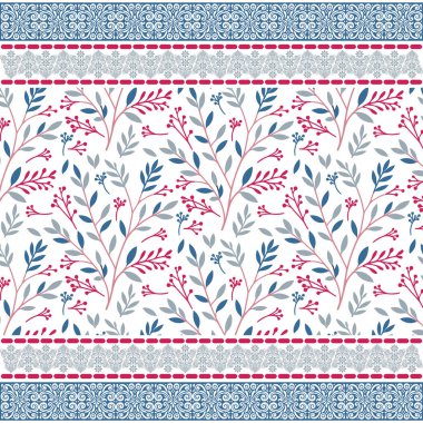 Dijital sanat eserleri ve kumaşlar için çiçek kenarlı çarpıcı, pürüzsüz botanik desen