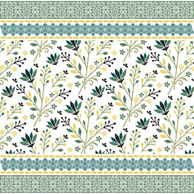 Her yerde desenler, yabani çiçekler ve geleneksel sınır nakışları var.