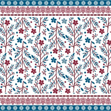 Dekoratif çiçek desenli, karmaşık kenar nakışlı yastık kılıfı.