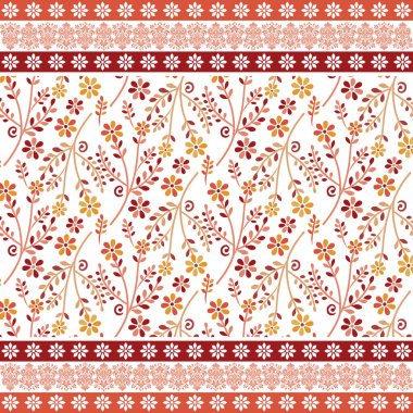 Tasarım ve geometrik etnik sınırın her yerinde çiçekli dijital tekstil grafikleri