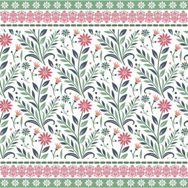 Yabani çiçekli kusursuz dijital sanat eserleri ve kumaş ve duvar kağıtları için Arapça süslemeler