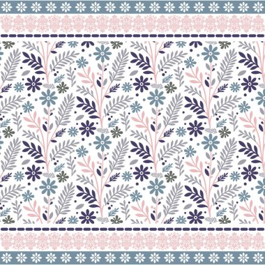 Yastık ve kumaş tasarımı için geometrik etnik kenarı olan kusursuz tekrar eden çiçek deseni