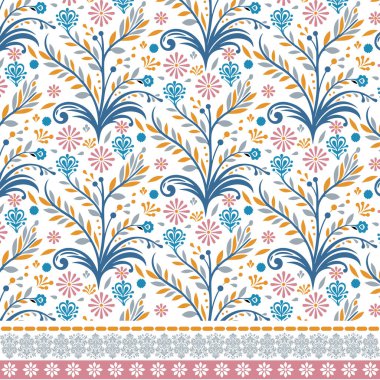 Dijital baskı ve poster grafikleri için klasik süs dokusuna sahip kusursuz çiçek deseni