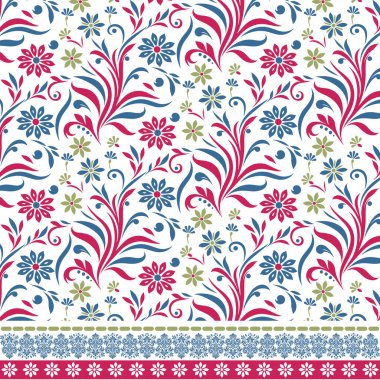 Tekstil ve ambalaj kağıtları için dekoratif elementlerle kusursuz sınır çizimleri