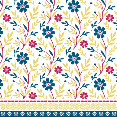 Duvar kağıdı ve davetiye şablonları için sanatsal sınır dokusuna sahip kusursuz çiçek tasarımı