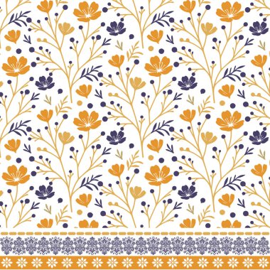 Tekstil ve poster baskıları için klasik süsleme motifleri olan kusursuz çiçek deseni.