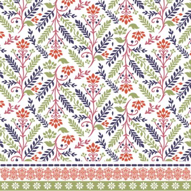 Davetiye ve dijital baskı tasarımları için sanatsal sınır detaylarına sahip kusursuz çiçek deseni