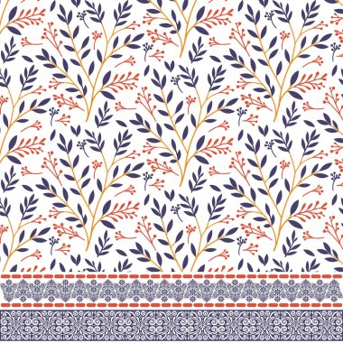 Moda ve dijital sanat eserleri için karmaşık sınır unsurlarına sahip kusursuz çiçek deseni